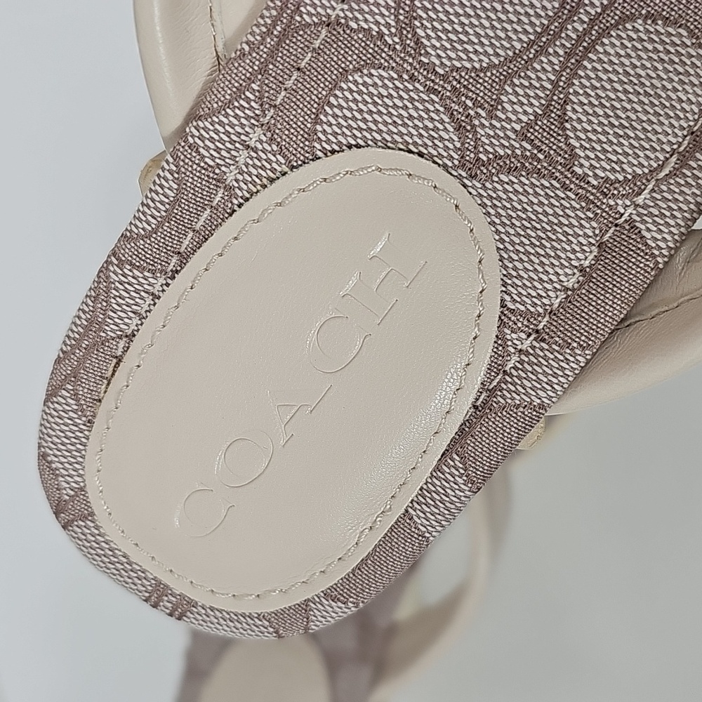 NIB Coach Franki Leather Jacquard Flip Flop Wedge Platform Sandals 10B Cream - Picture 11 of 16